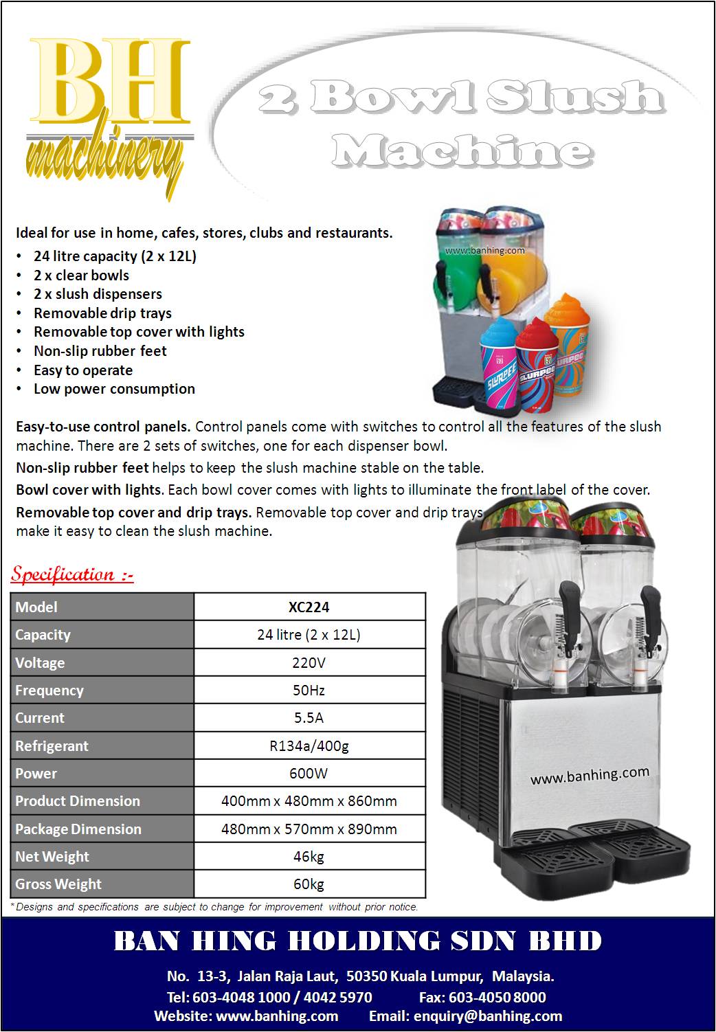 (XC224) Double Bowl Slush Machine Ban Hing Holding Sdn Bhd